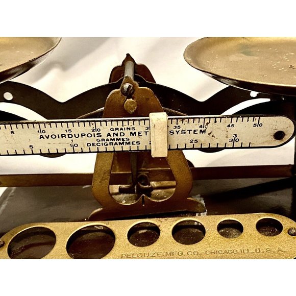 Antique Avoirdupois and Metric System Scale Pelouze Manufacturing Chicago USA - Picture 1 of 8